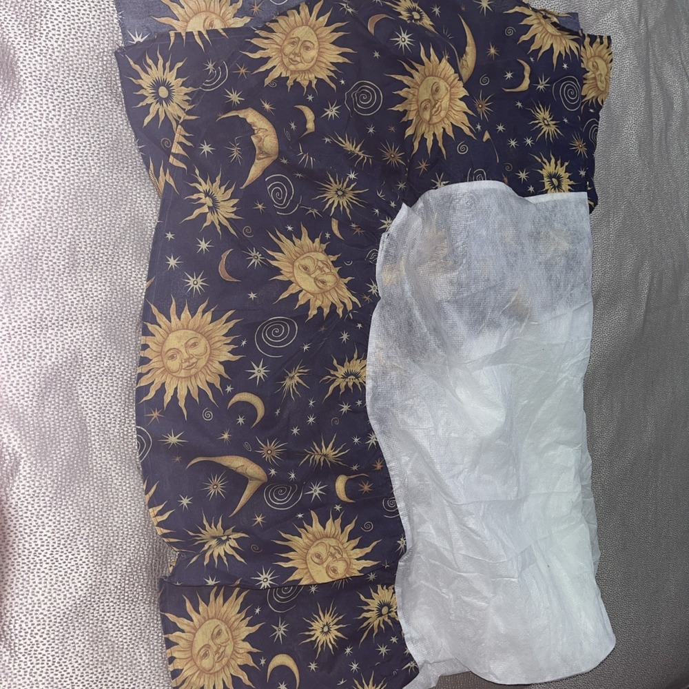 VTG 90s Bed Skirt Celestial Sun Moon Stars Full Double Blue Gold Whimsigoth Y2K - Picture 3 of 10